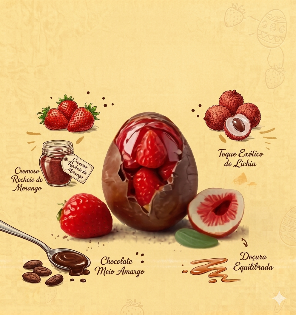 Ovo de Pascoa sabor Morango Cremoso